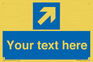 Custom Mandatory directional sign, blue arrow up and right